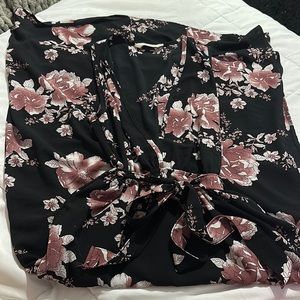 Black and pink long v-neck dress
